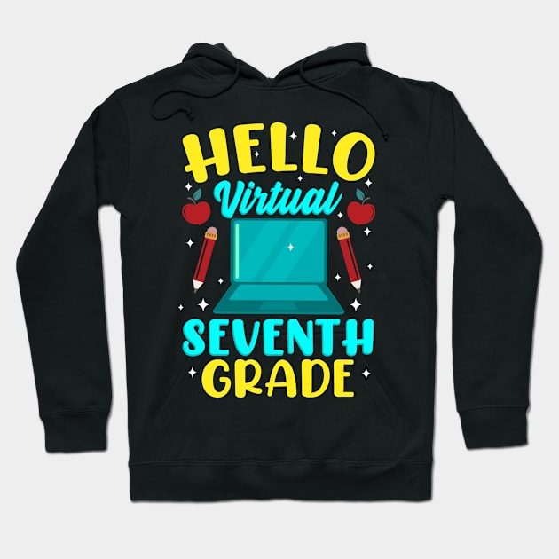 Back To Online School Hello Virtual Seventh Grade Homeschool Hoodie by Alinutzi